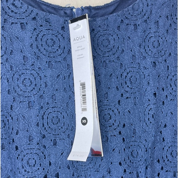 aqua bloomingdales nwt navy blue crotchet Size xs party cocktail Dress - Picture 6 of 7